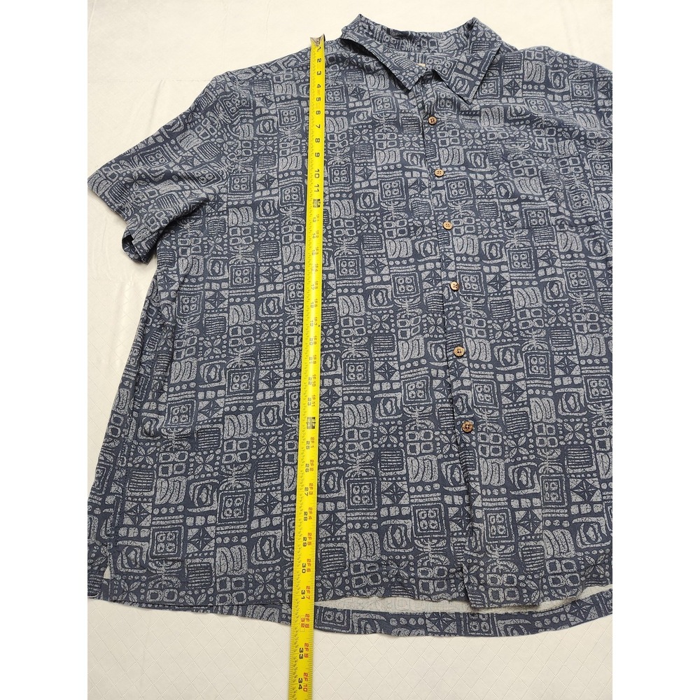 Island Passport Shirt‎ Mens 3XL Blue Gray Hawaiian Aloha Camp Rayon Button Front - Picture 4 of 11